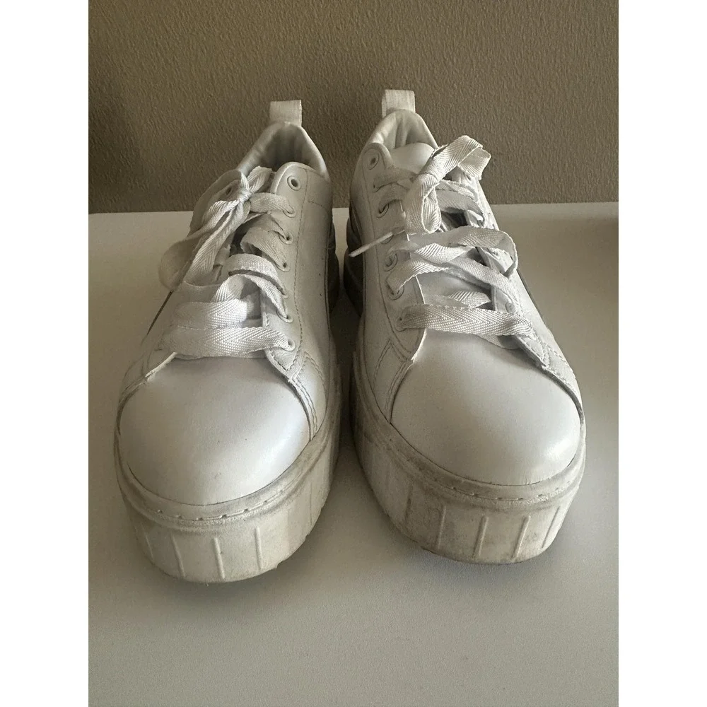 Puma Platform Shoes Womens Sz 9 White‎ Chunky Low Top Casual Sneaker 383684-01
